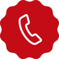 Émetteur rouge avec un récepteur de téléphone blanc au milieu